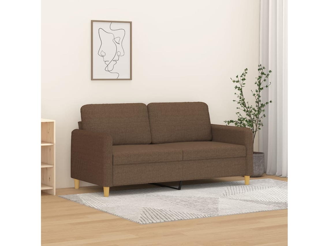 Vidaxl Sofá De 2 Lugares Tecido 140 Cm Castanho