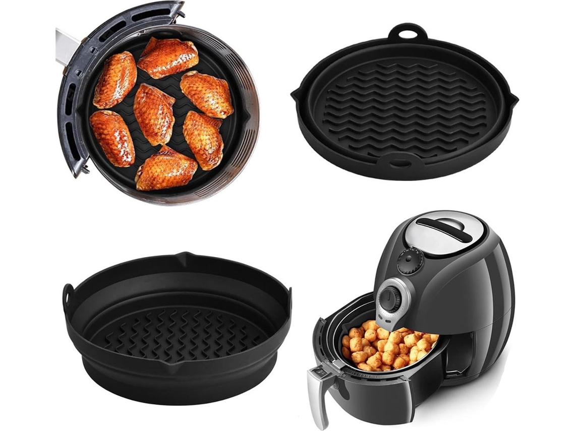 Formas De Silicone Para Fritadeira A Ar, 2 Peças, Acessórios, Cesta, Bandeja Coletora De Gotejamento Reutilizável, Livre De Bpa, Dobrável