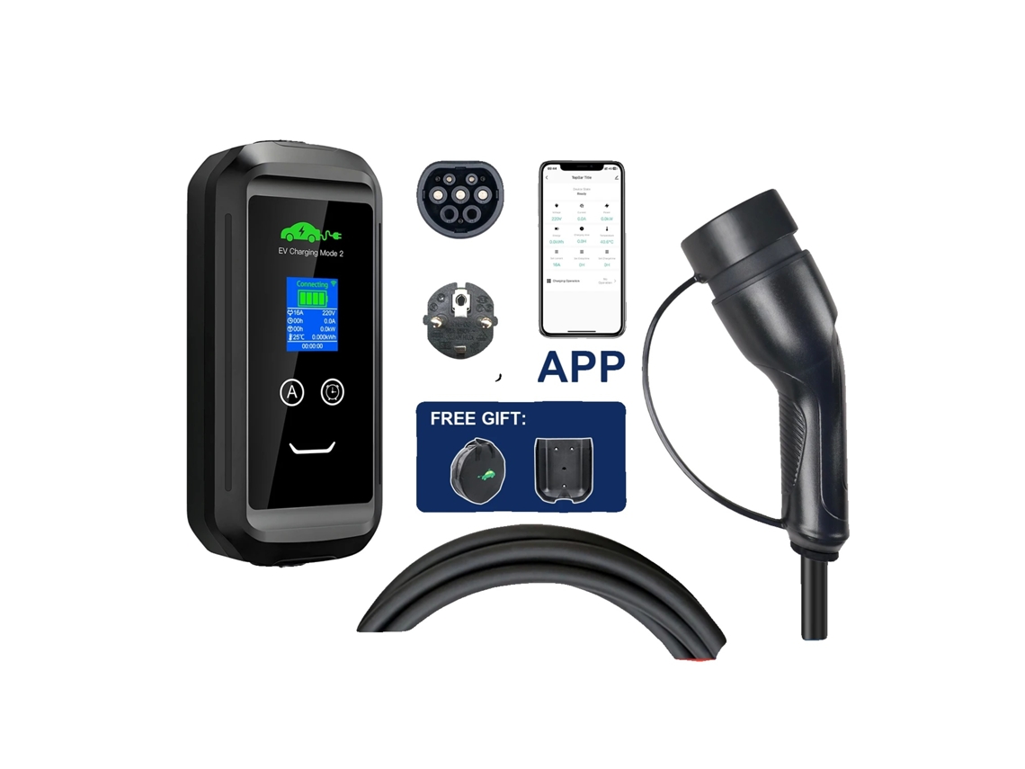 Carregador Portátil De Veículos Elétricos, Controle Inteligente, Design Durável, Bege, Tipo2