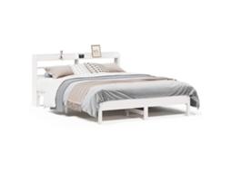 Cama Sem Colchão 135x190 cm Madeira de Pinho Maciça Branco MAISON EXCLUSIVE