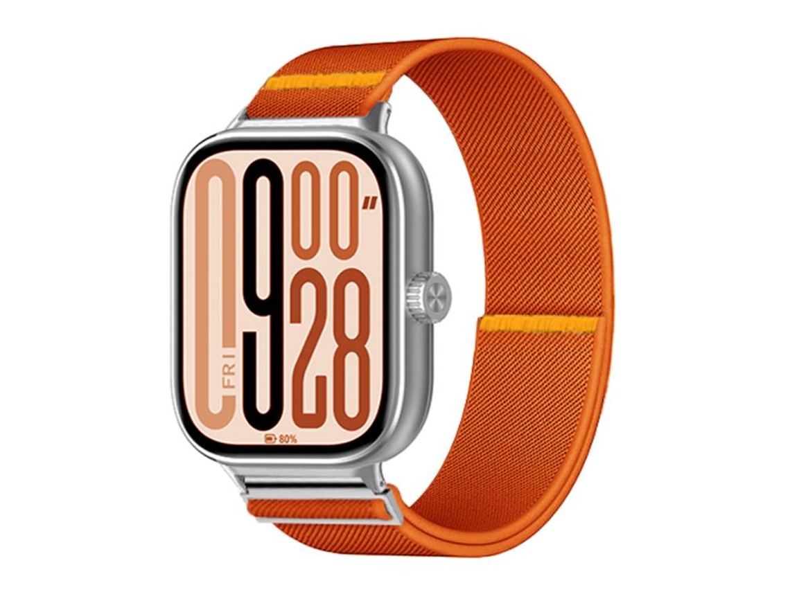 Bracelete Para Redmi Watch 6 / 5 / Xiaomi Band 9 Pro / 8 Pro - Nylon Elástico - Laço Único Ajustável Laranja