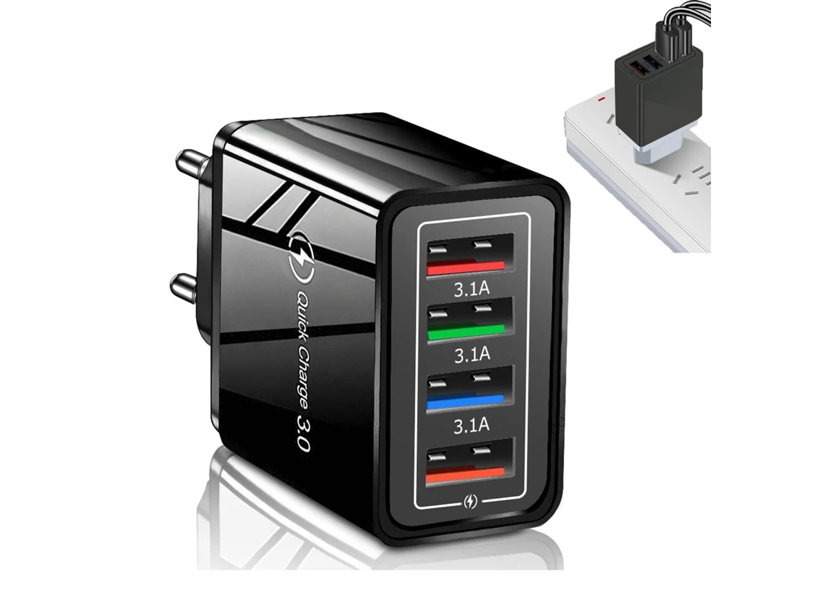Carregador Usb c 4 Portas, Suporte Qc 3.0