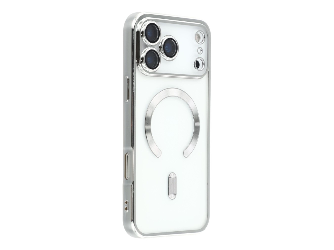 Capa Para Iphone 17 Pro Magsafe Em Tpu Eletrorevestido Prateado