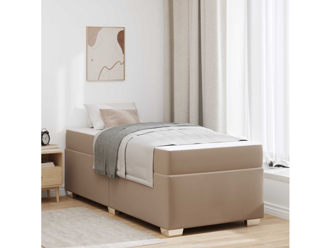 Vidaxl Estrutura da Cama com Colchão Cappuccino 90 X 200 Cm Tecido