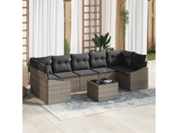 Vidaxl Conjunto De Sofás 8 Unid. Cinzeto Vime Pe