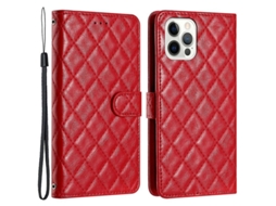 Carcasa de Couro Pu para Iphone 12 Pro Max 6.7" com Carteira e Suporte Vermelho Rojo