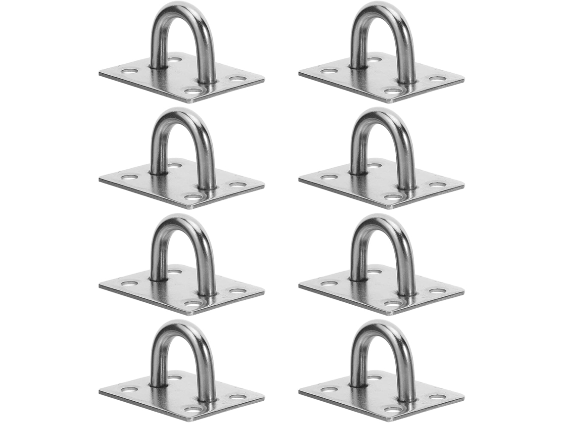 Conjunto De 8 Ganchos Em U Aço Inoxidável Montagem Parede E Teto, Suporte Reforçado Balanços E Redes, Placa De
