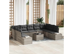 Vidaxl Conjunto De Sofá De Jardim 10 Unid. Cinzento-claro Vime Pe