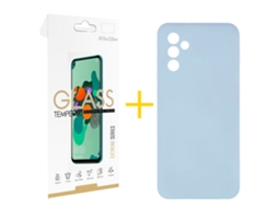 Pack 1 x Película de Vidro Temperado 2.5D + Capa SKYHE Samsung Galaxy A36 5G Silicone Líquido Azul Claro
