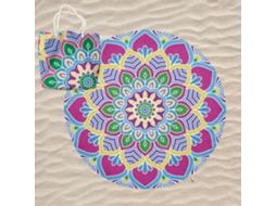 Toalha De Praia Microfibra Redonda Mandala Lótus Multicolorida Com Saco