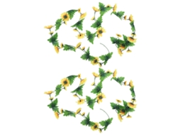 Conjunto de 2 Guirlandas de Girassóis Artificiais Douradas para Decoração de Casamentos, Festas e Eventos em Casa. AQUAFORGE