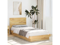 Vidaxl Estrutura Cama Cabeceira Sem Colchão 75x190 Cm Maciça Carvalho