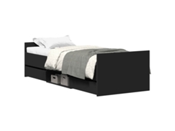 Bed Frame, Bed Frames Vidaxl Preto Madeira Processada (90 X 190 Cm)