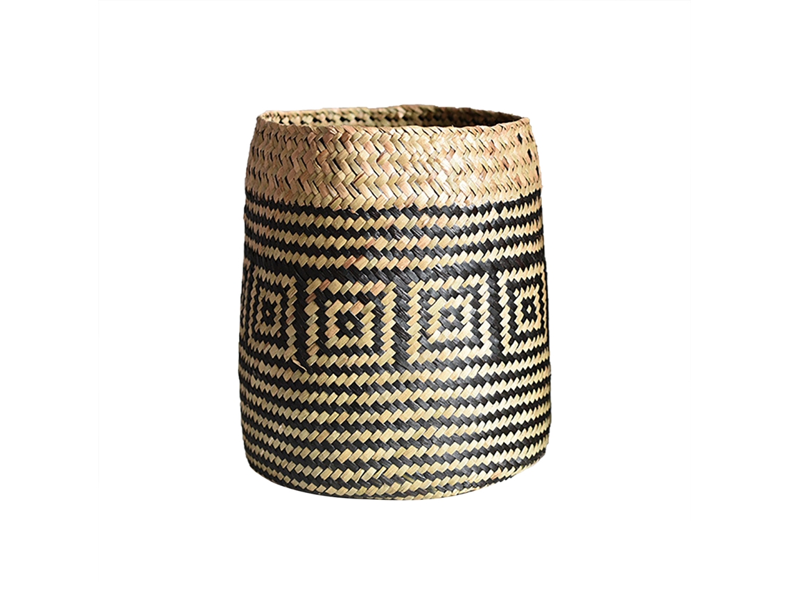 Cesta de Armazenamento Tecida à Mão de Palha S/MARCA com Dois Tamanhos para Jardim e Casa