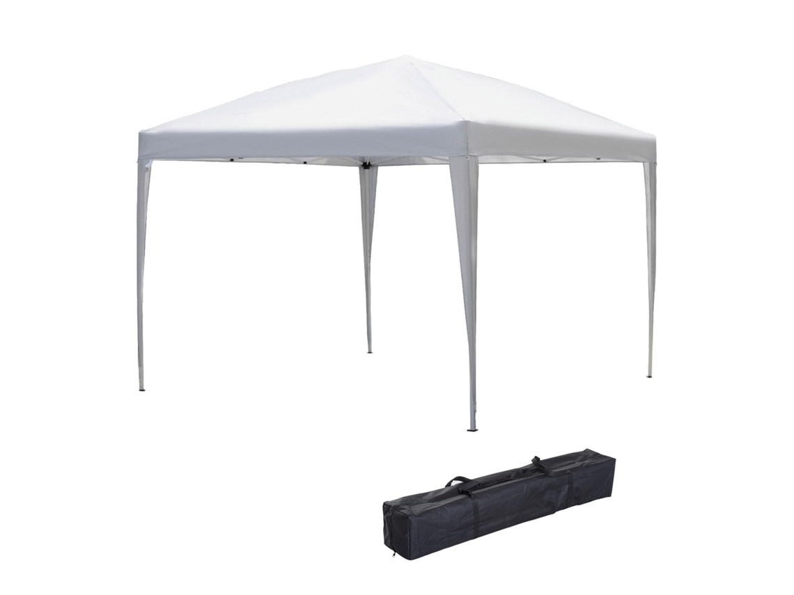 Barraca Pop-up Bolsa Com Transp Altura Ajustável Anti-uv Para Terraço Beach White Silver 3x3m