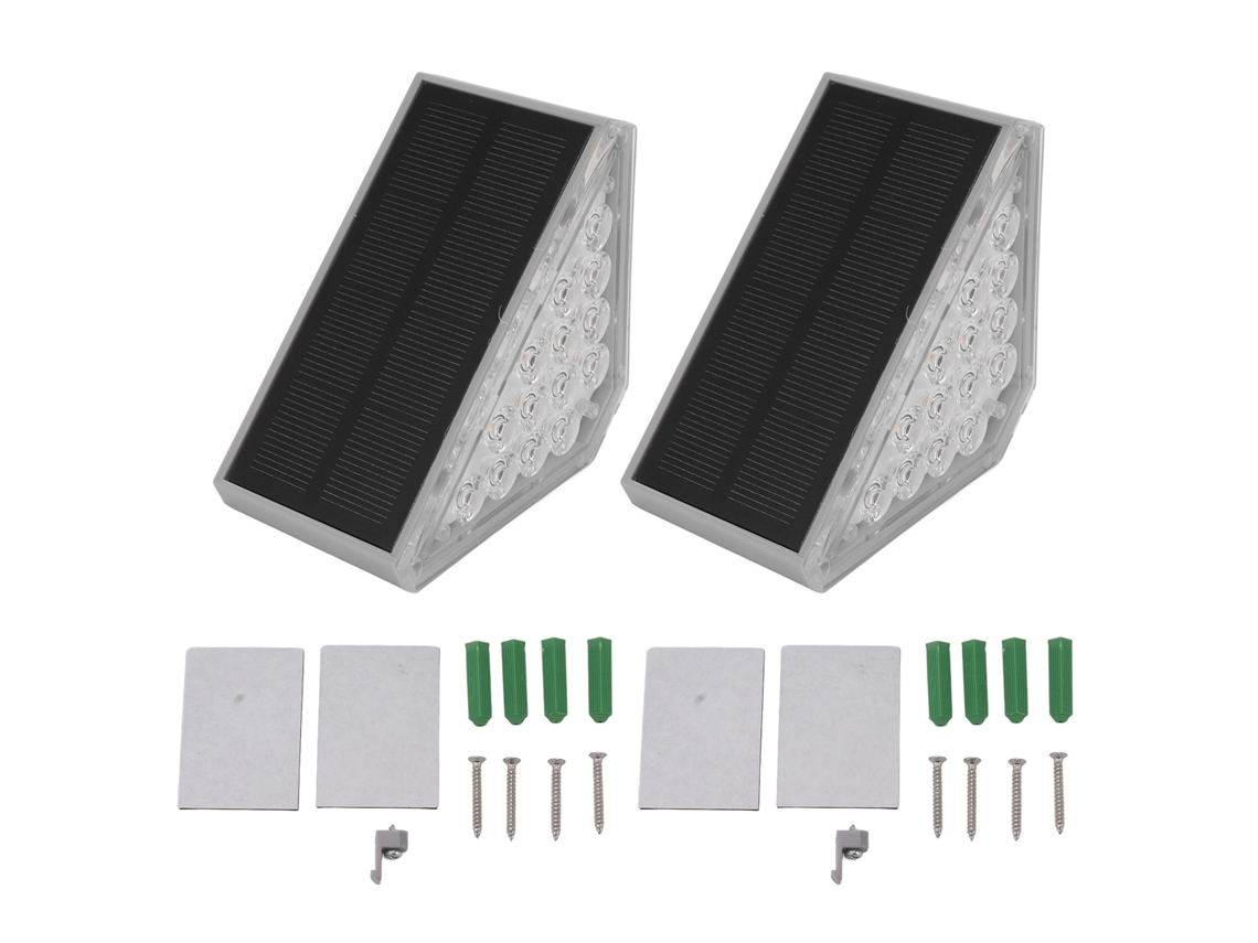 2026 2 Set Luces de Escalera Solares Triangulares Ip68 Impermeables para Jardín Porche Patio Exterior Decoración