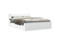 Bed Frame, Bed Frames Vidaxl Branco Madeira Processada (140 X 200 Cm)
