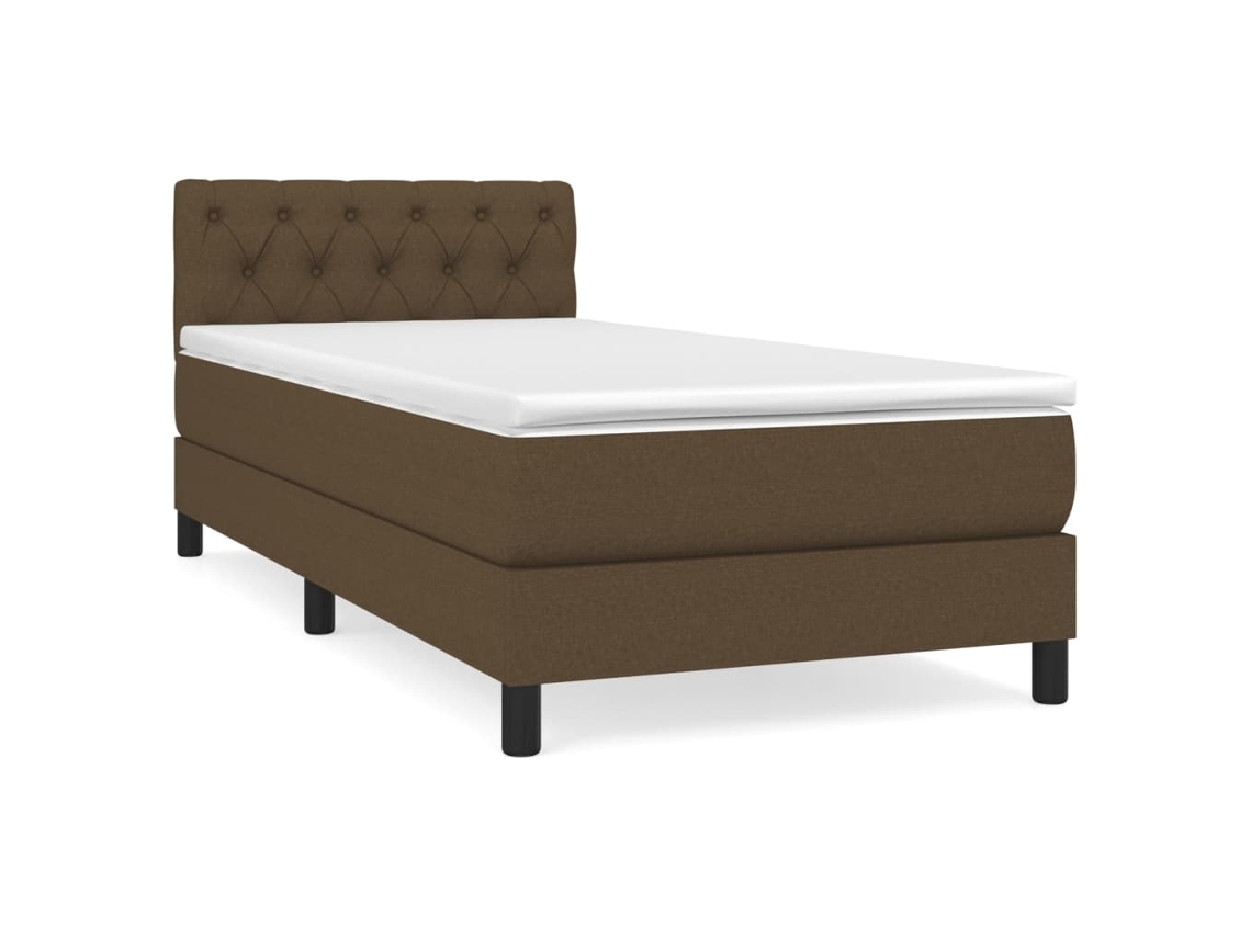 Cama com Molas e Colchão Tecido Castanho Escuro MAISON EXCLUSIVE (80x200 cm)