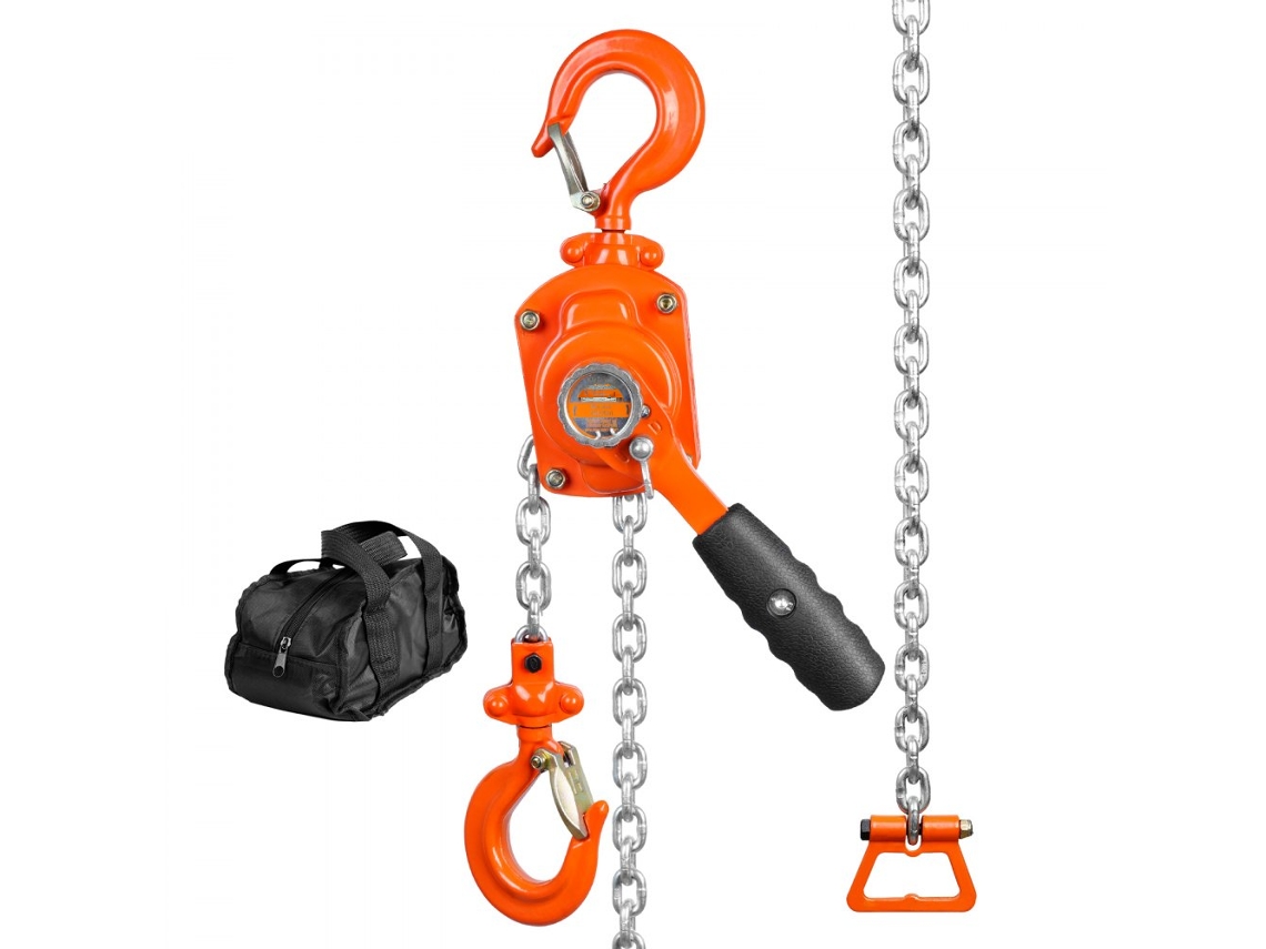 Talha Manual 0,5t Com Corrente G80 Zincada E Freio Duplo Tekmaquinas