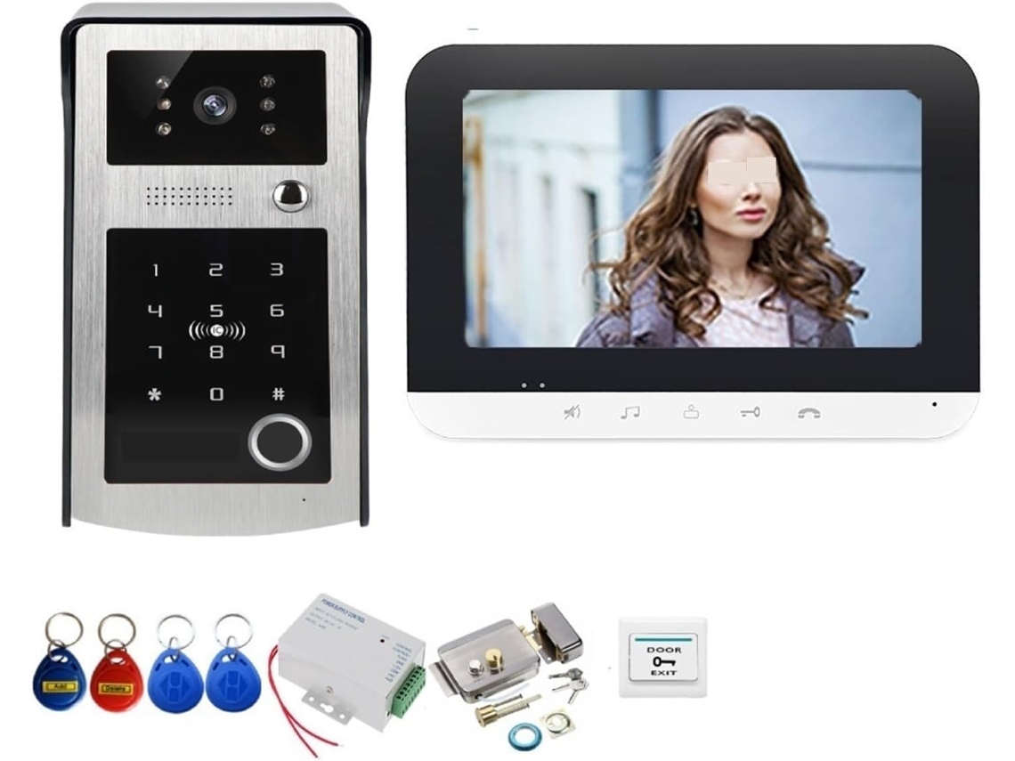 Interfone Ip Wifi Sonnette Vídeo Inteligente Empreinte Digitale Et Mot de Passe Rfid SFUSHOS