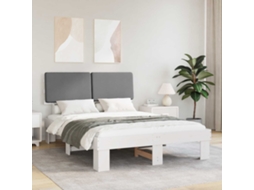 Vidaxl Estrutura de Cama com Cabeceira Estofada Cinzento claro