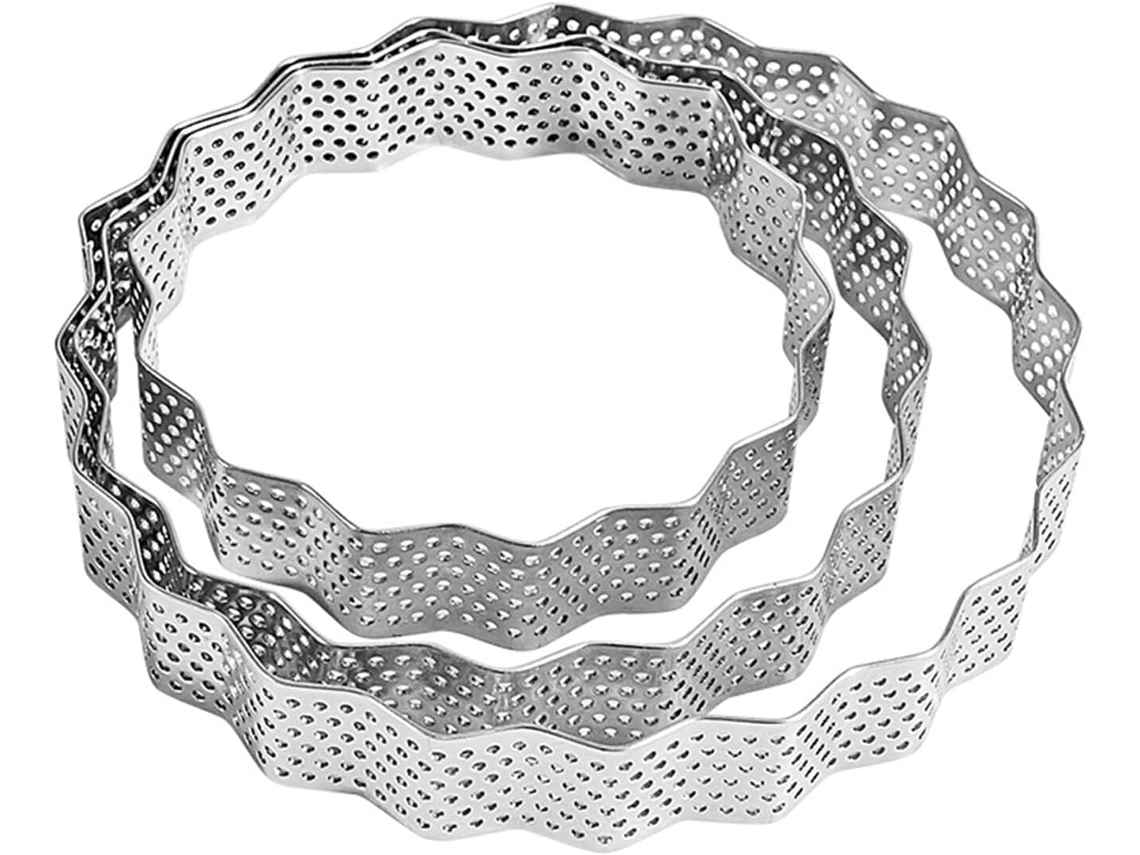 Conjunto de 3 anéis de aço inoxidável para tampos de mesa.