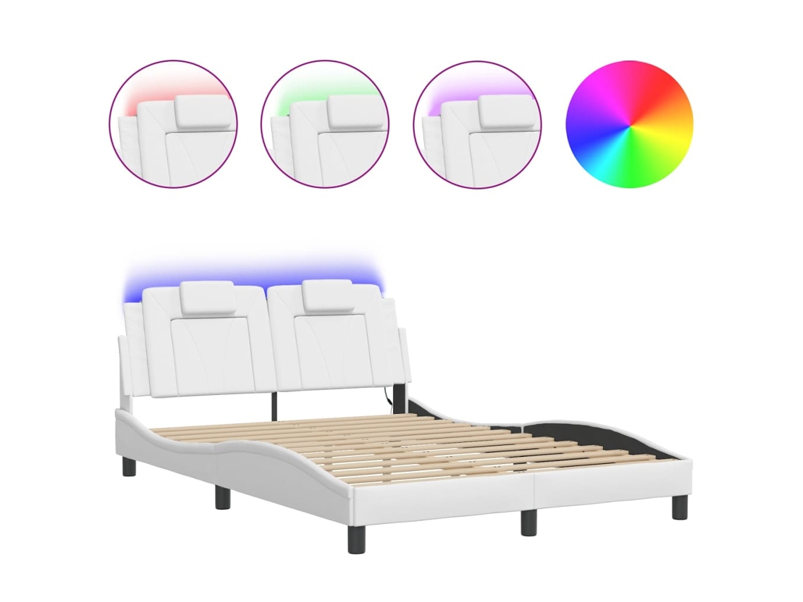 Bed Frame, Bed Frames Vidaxl Branco Couro Artificial (120 X 200 Cm)