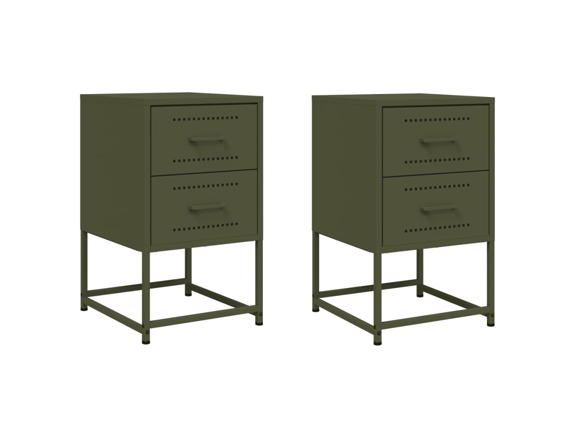 Bedside Cabinet, Bedside Cabinets Vidaxl Verde Aço (n/a)