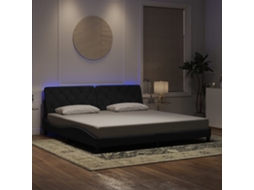 Vidaxl Estrutura De Cama Com Led Sem Colchão 200x200 Cm Veludo Preto