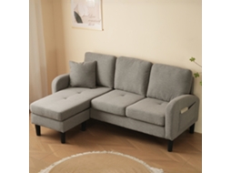 Sofá L 166x118x77cm Algodão Linho Modular Sala Escritório VOLTEDGE