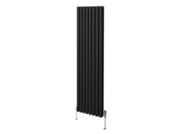 Radiador Vertical Oval Em Aço Carbono Preto 1800x480mm Com Elevada Potência Térmica E Conjunto De Válvulas Termostáticas