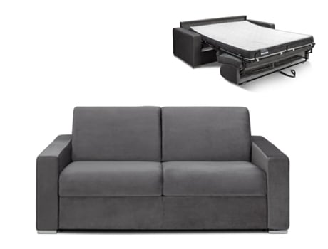 Sofá Cama DUNLOPILLO (194 x 94 x 85 Tamanho Cama: 140 - 159 cm - Veludo - Cinzento)