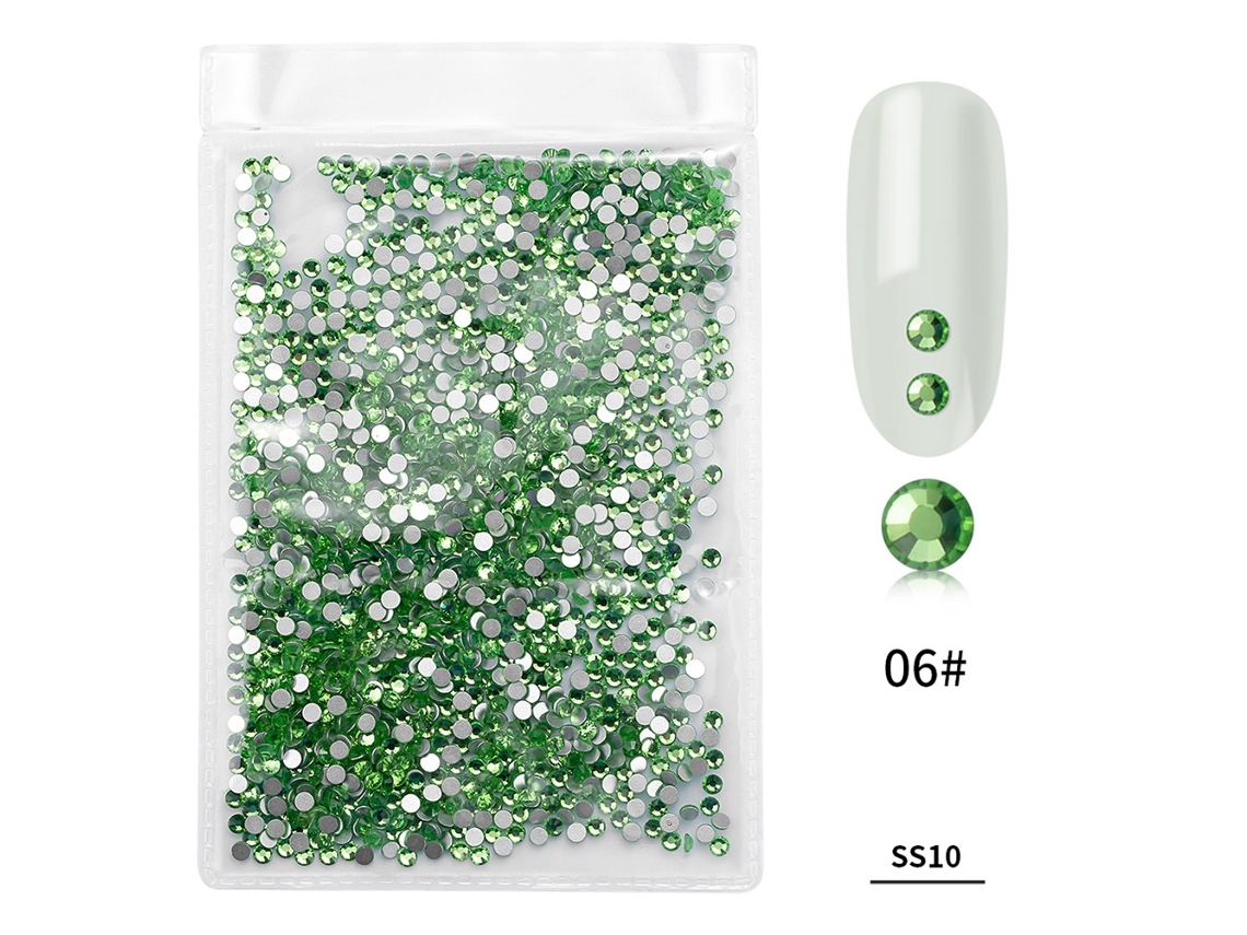 1440pcs Bolsa Piedras De Vidrio Coloridas Para Arte De Uñas Decoración De Manicuría (verde Claro)