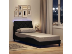 Vidaxl Estrutura De Cama Com Led Sem Colchão 90x200 Cm Tecido Preto