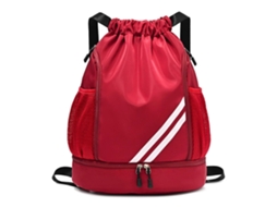 Mochila Com Cordão, Impermeável, Para Academia, Resistente, Em Nylon Oxford, Ideal Para O Dia A Dia, Vermelha.