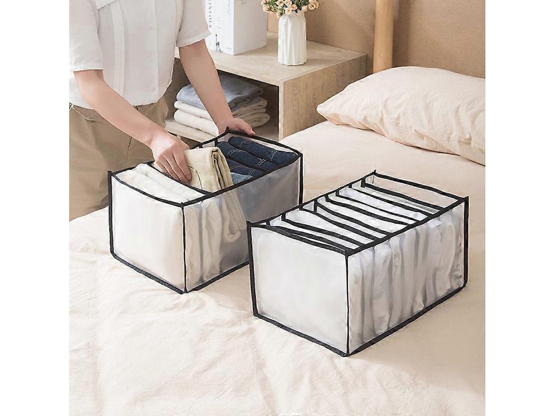Pacote Com 2 Caixas De Armazenamento Dobráveis ​​de 7 Grades Para Calças, Leggings, Meias Calças E Camisetas Olysi Shop (branco)