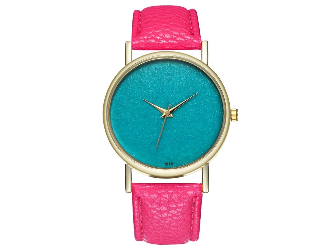 Reloj De Pulsera Para Mujer De Moda Con Correa De Pu, Dial Redondo, Cuarzo (rojo Rosa)