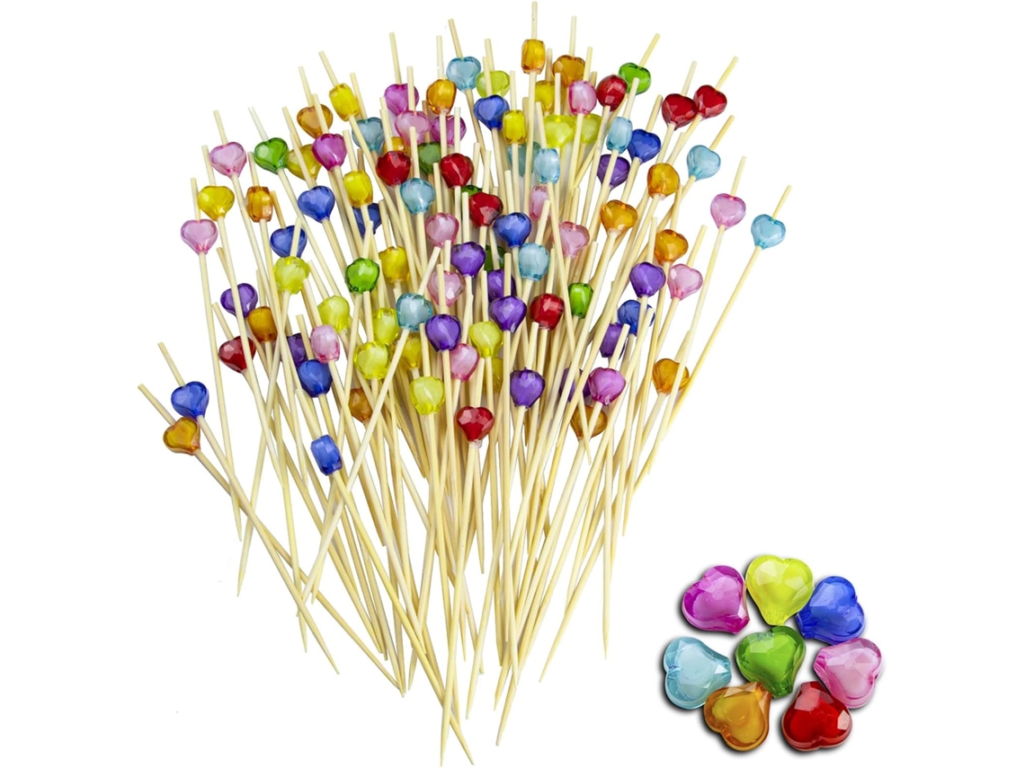 Palitos De Coquetel, Palitos De Madeira, 100 Unidades, Em Formato De Coração, Para Frutas, Alimentos, Sobremesas, Aperitivos, Bebidas E Festas