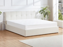 Cama Com Cofre Maziri VENTE-UNIQUE.PT Branco 180 X 200 Cm Com Colchã£o Com Estrado