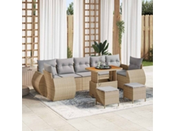 Vidaxl Conjunto De Sofá De Jardim 10 Unid. Bege Vime Pe