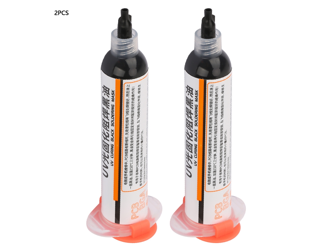 2 Peças De Tinta Resistente À Solda Uv Para Pcb Bga, Máscara De Solda Preta