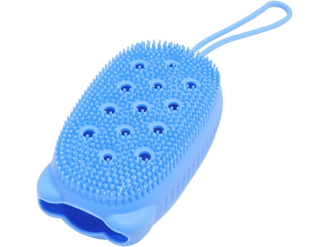 Escova De Banho Silicone Azul, Design Autoespumante Para Banho | Esfoliante As Costas, Uso Em Hotéis E Banheiros, Remove