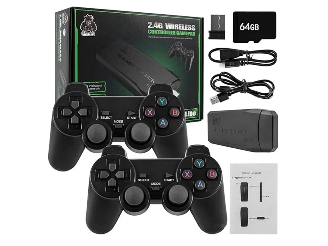 Novo Console De Jogos Retrô 2024 Com Mais De 20.000 Jogos, 4k Hdmi, Inclui 2 Controles Sem Fio, Preto E Preto Brilvibera