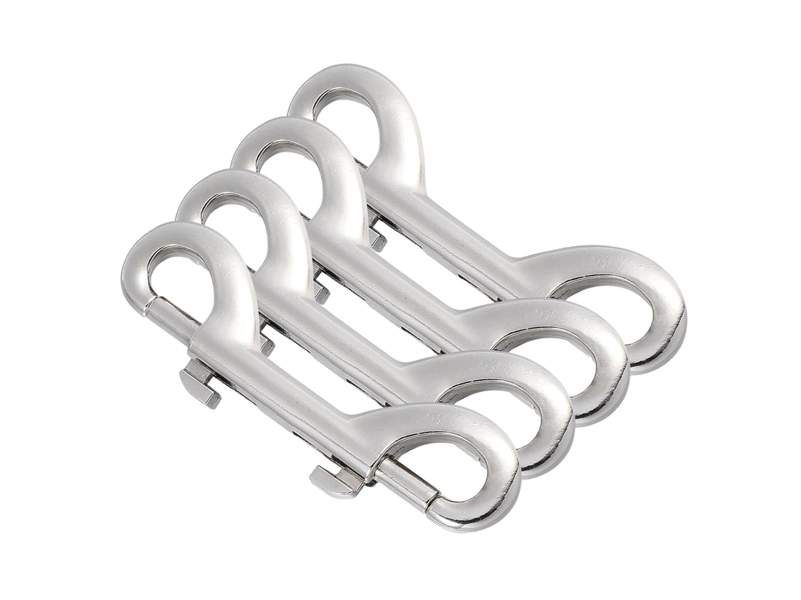 Conjunto De 4 Peças De Gancho Duplo De Metal Prateado Com Trava Rápida E