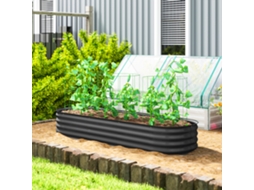 Jardineira Elevada Quadrada Modular de Jardim em Aço para Legumes, Plantas, Flores, Dim. 195 X 62 X 30 Cm Cinza