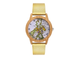 Reloj De Pulsera Analógico De Cuarzo Con Correa De Malla Dorada Para Hombre Y Mujer