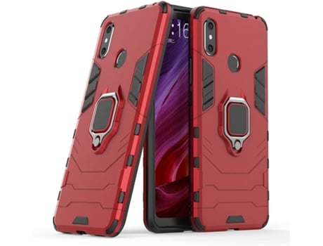 Capa Protetora Carro Anel para Xiaomi Xiaomi Max 3 HONGWE. Magnética com Anel de Suporte Vermelho