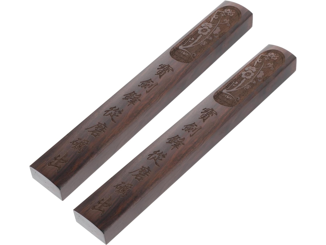 Peso de Papel Amosfun Marrom para Manter o Plano, Madeira Maciça Letras, Ideal Prática Caligrafia Chinesa e Es