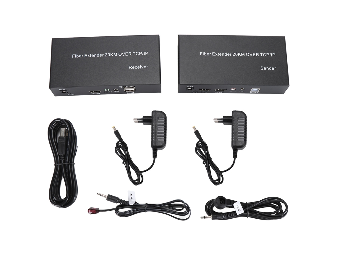 Extensor de fibra KVM HDMI EOOCOO, transmissão 1080p60hz