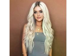 Peruca Feminina Ondulada com Efeito Ombré, Peruca Cacheada, Peruca Longa e Ondulada na Cor Dourada. TAISHENGDA